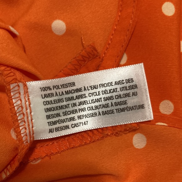 Merona Summer dress sleeveless polka dot orange stretchy waist pockets - Picture 5 of 8